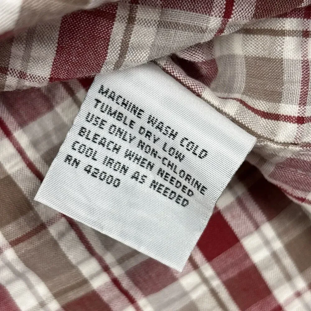Vintage Y2K Route 66 Men's Casual Shirt Red Plaid Cotton Size M Short Sleeve - Picture 7 of 8
